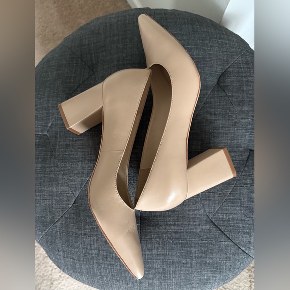 Marc Fisher Elegant Cream Block Heel Pumps - Picture 6 of 7